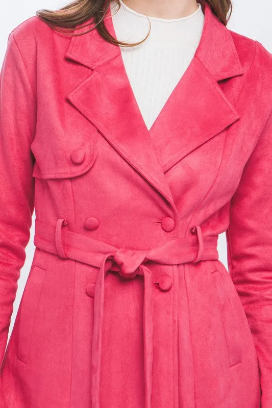 Fuchsia Solid Suede Jacket