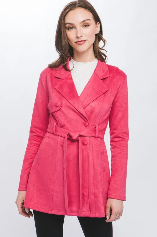 Fuchsia Solid Suede Jacket