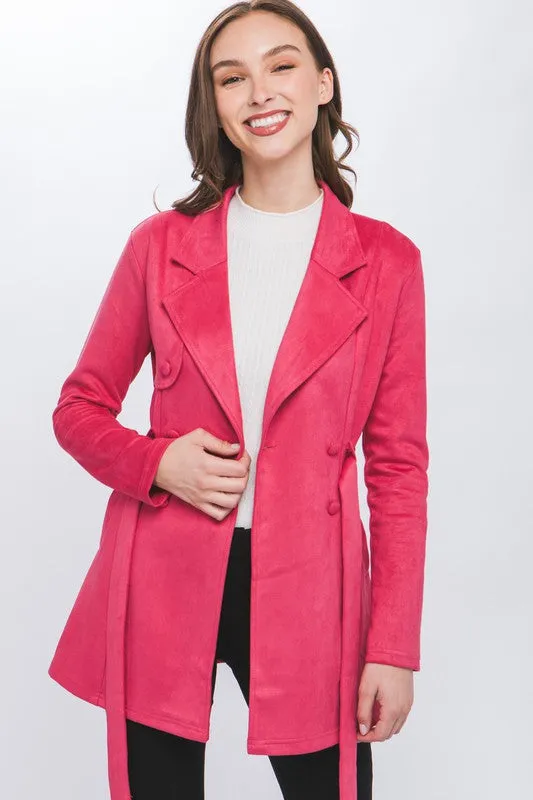 Fuchsia Solid Suede Jacket