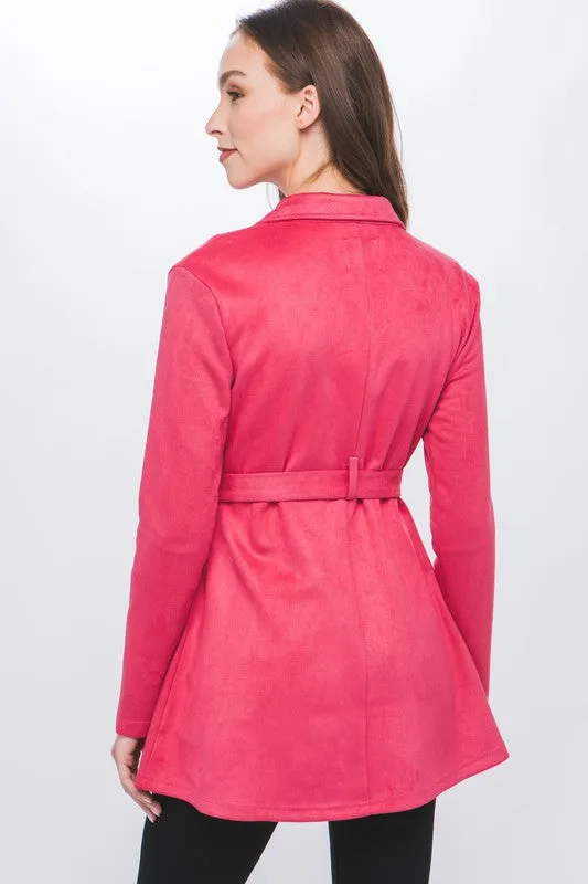 Fuchsia Solid Suede Jacket