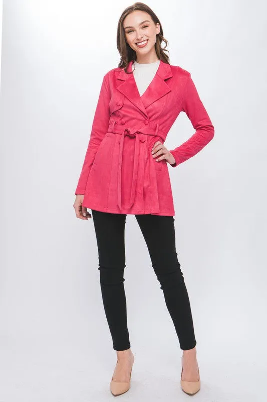 Fuchsia Solid Suede Jacket