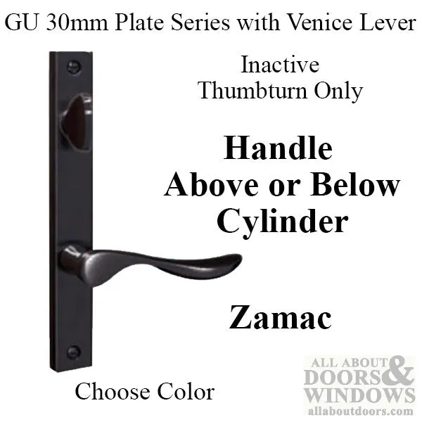 G-U Venice Handle and 30mm Plate Series, Zamac, Inactive, Thumbturn Only (Handles DO Move), Choose Color