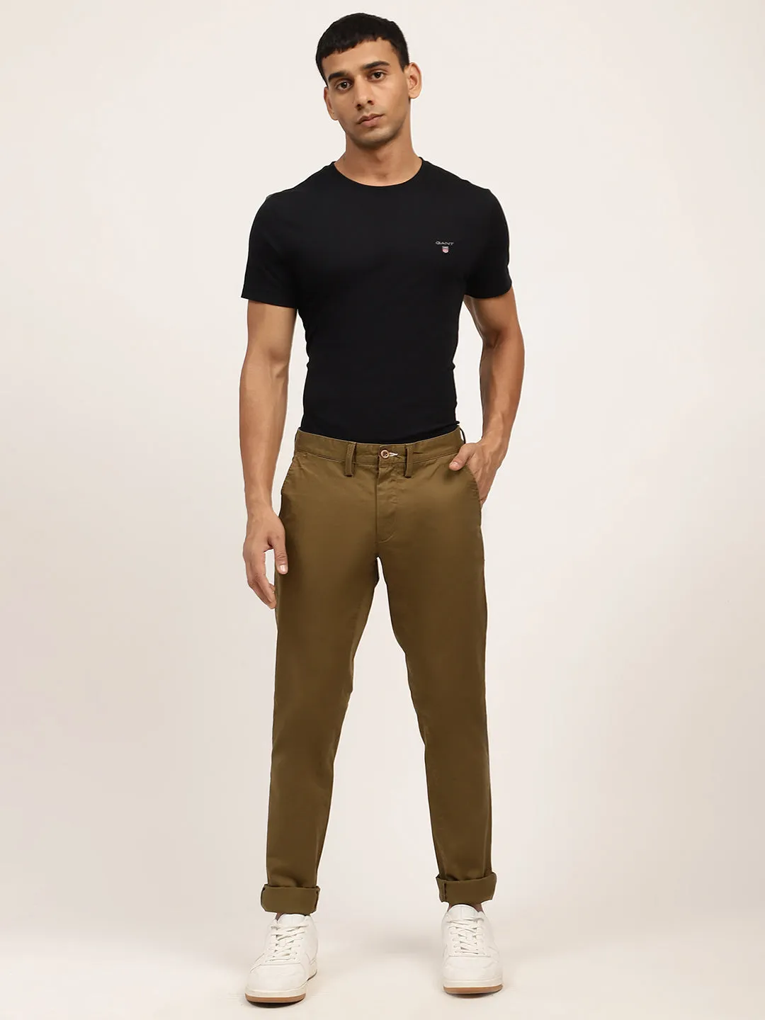 Gant Men Green Slim Fit Chinos Trousers