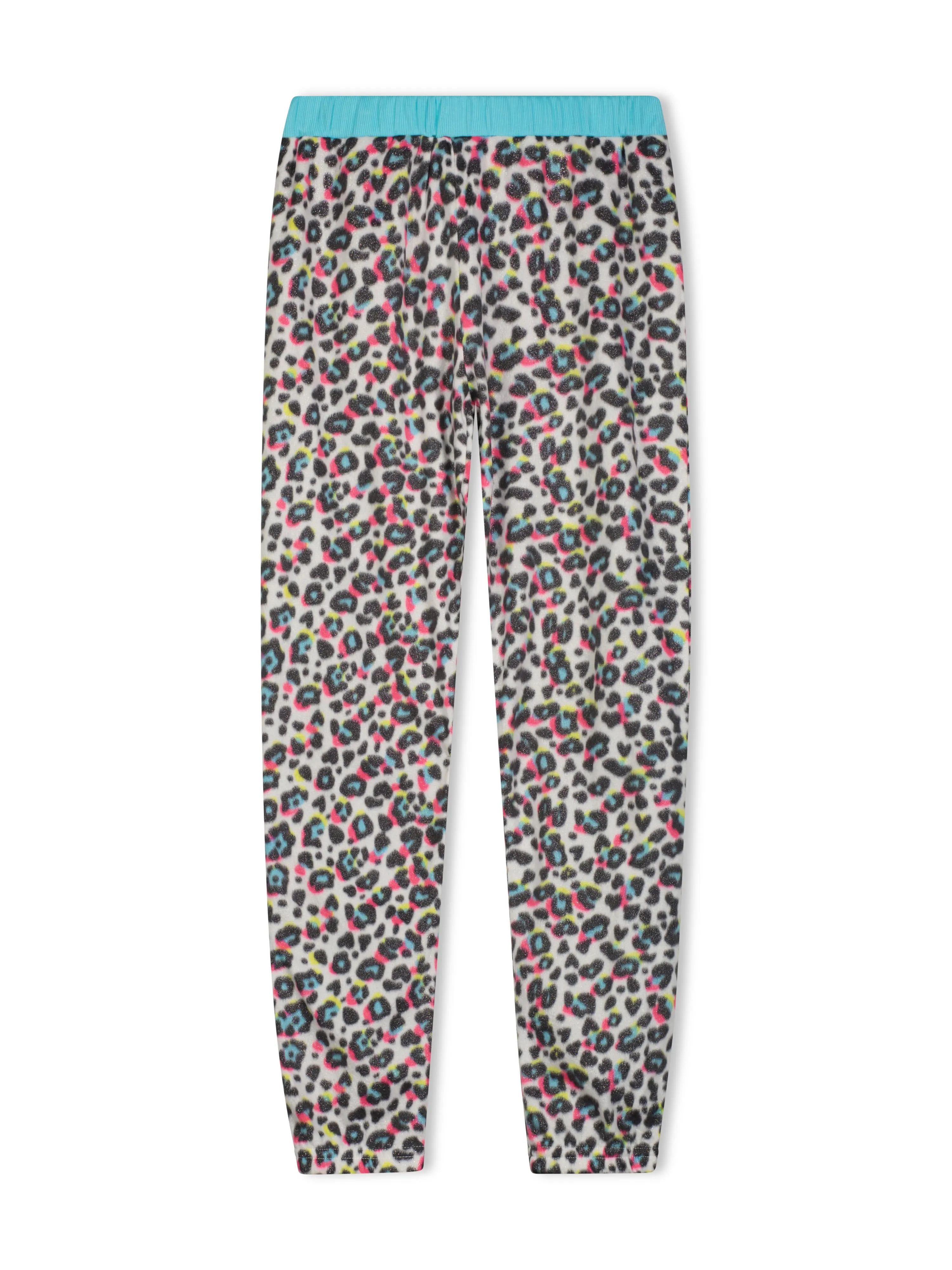 Girls Fuzzy Leopard Soft Novelty Fleece 2-Piece Pajama Sleep Pant Set