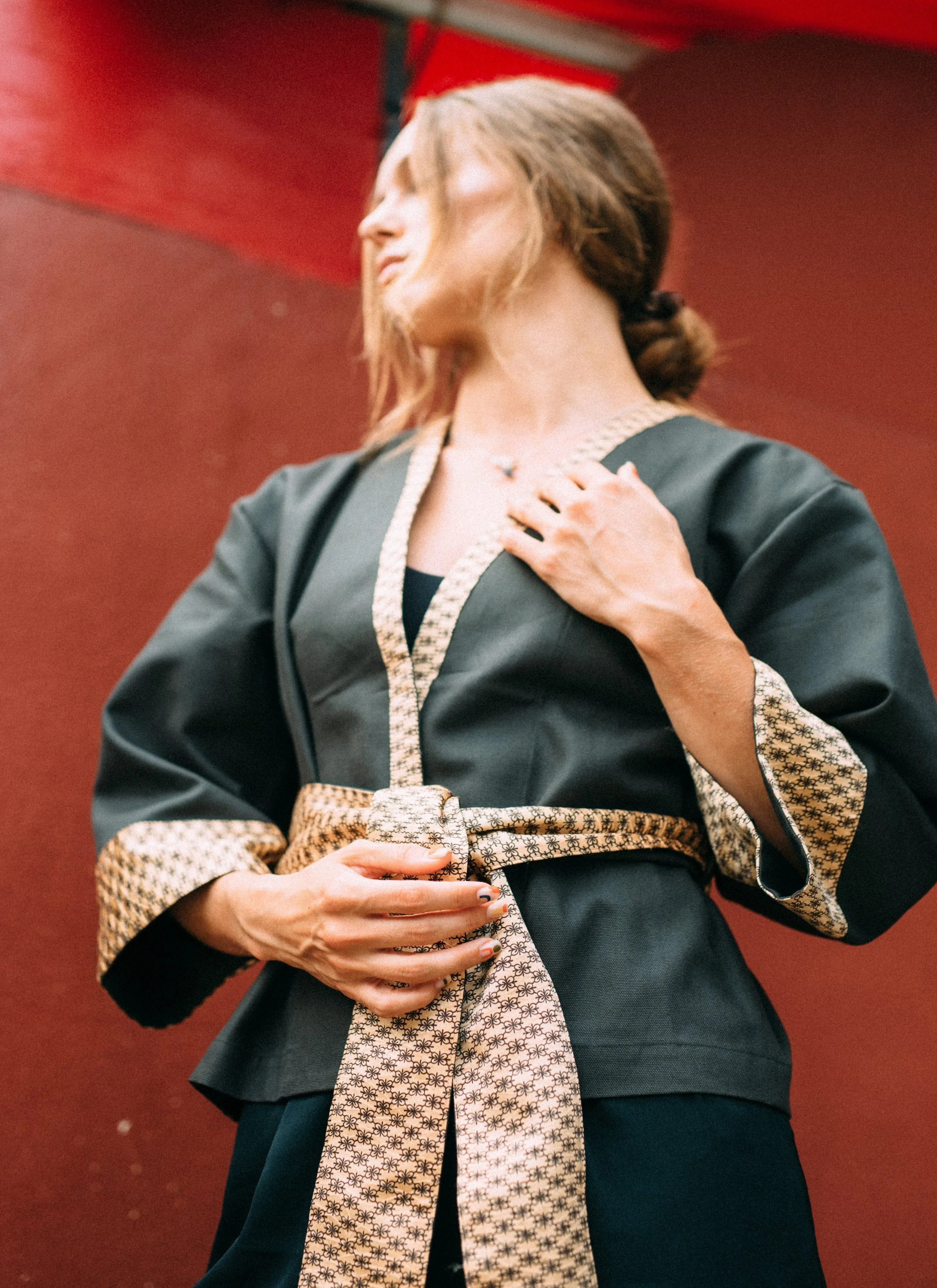 Gold Brown-Kimono Jacket