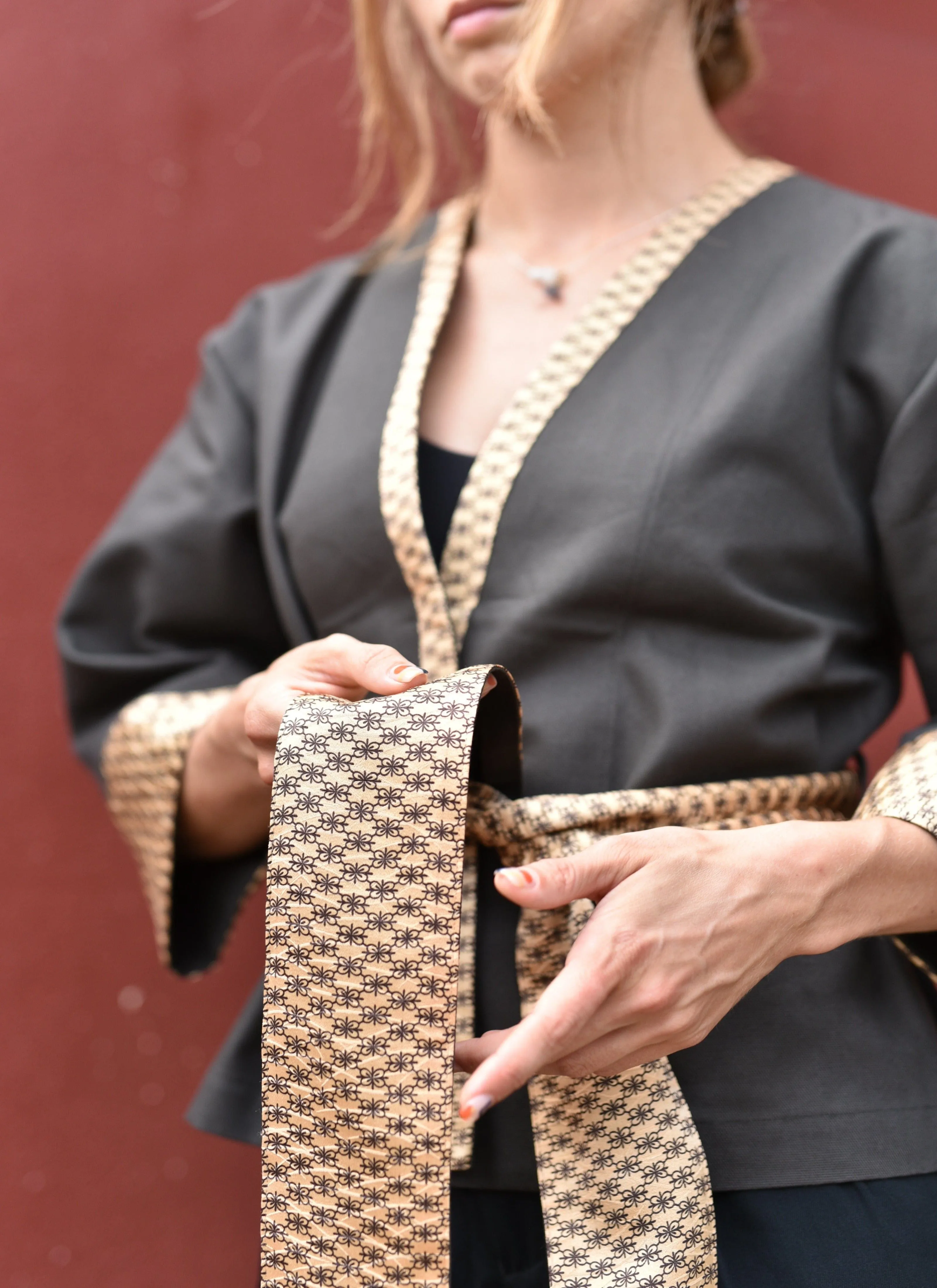 Gold Brown-Kimono Jacket