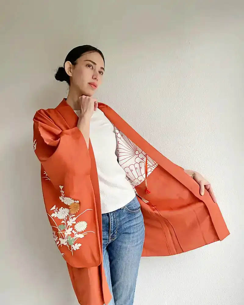 Gold Embroidered Mum Haori Kimono Jacket