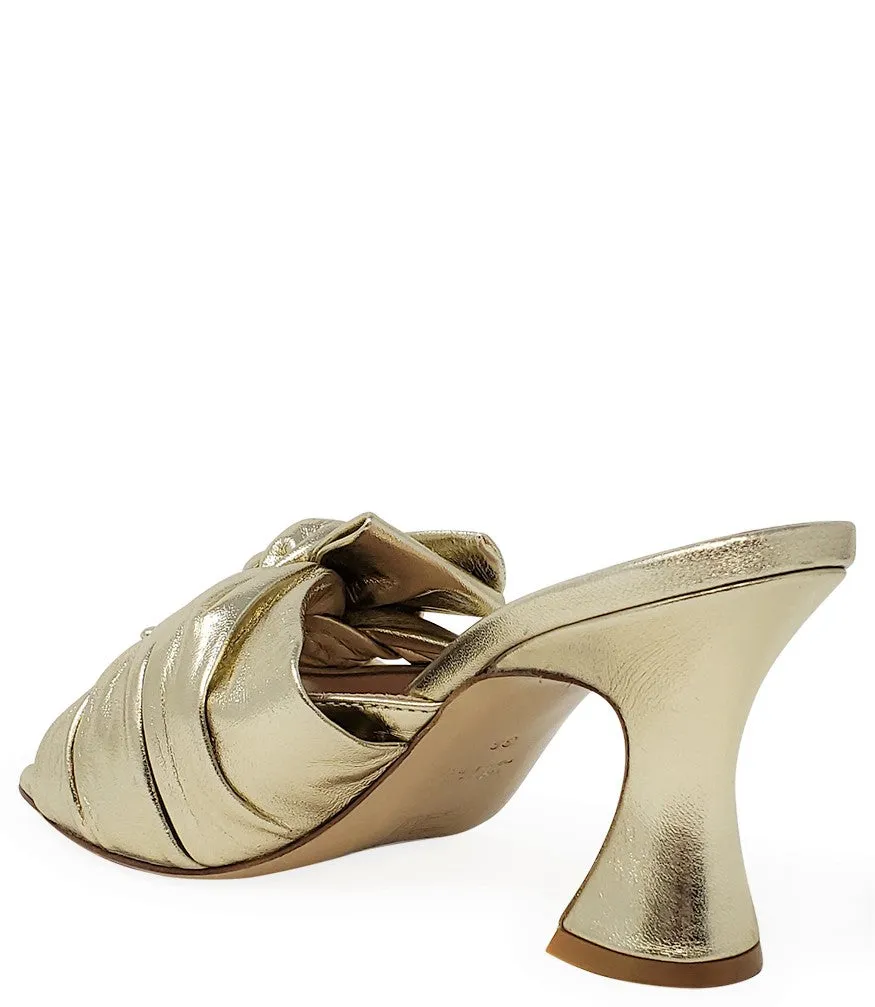 Gold Leather Bow Tie Mule