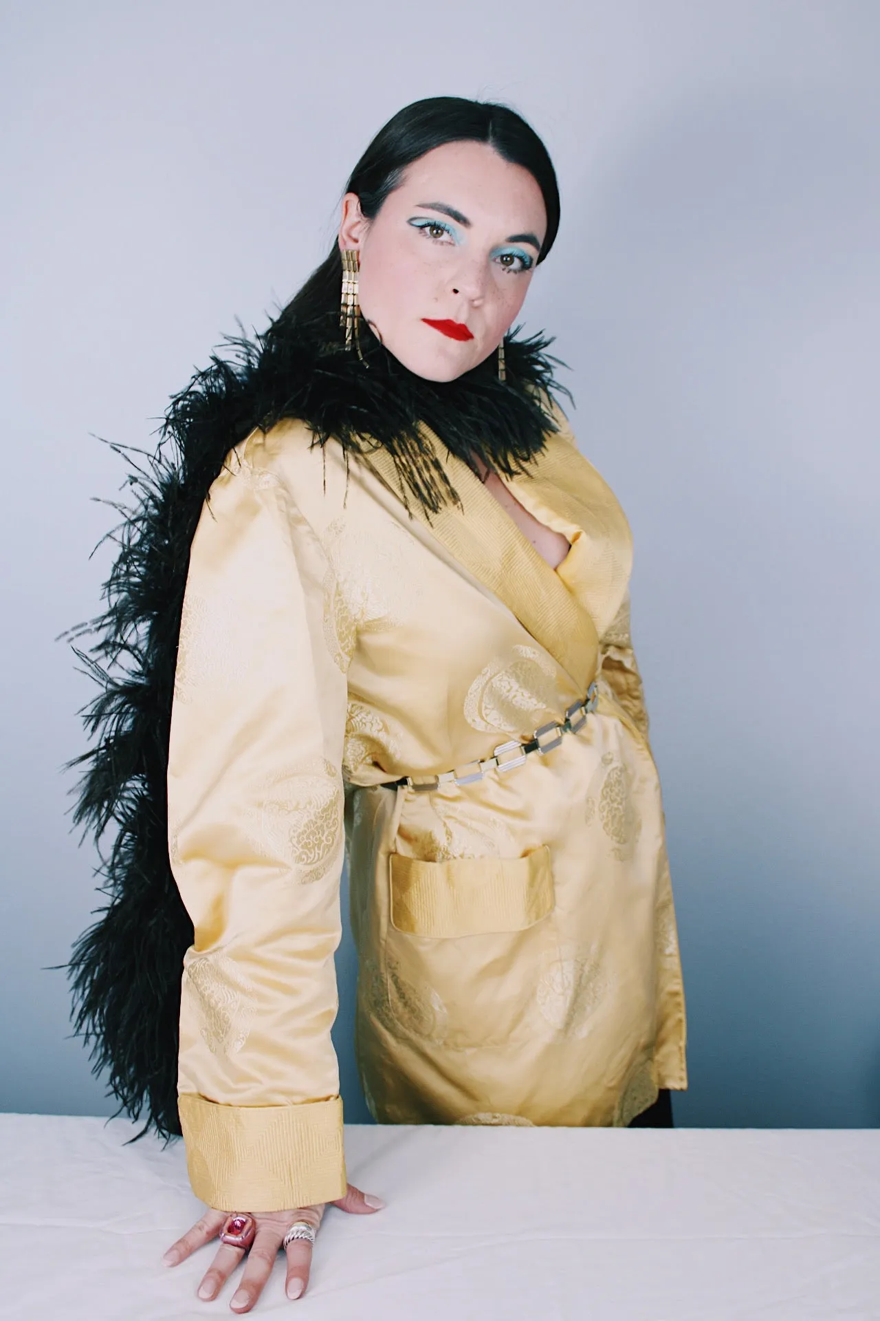 Gold Satin Robe Jacket