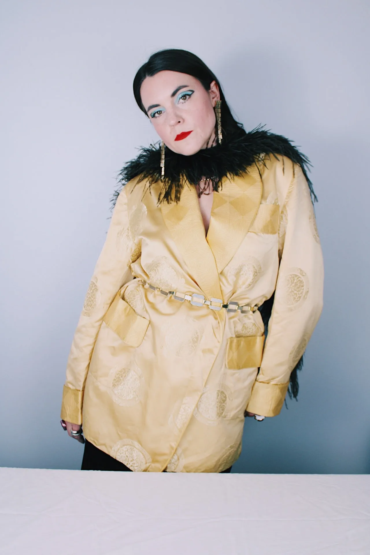 Gold Satin Robe Jacket