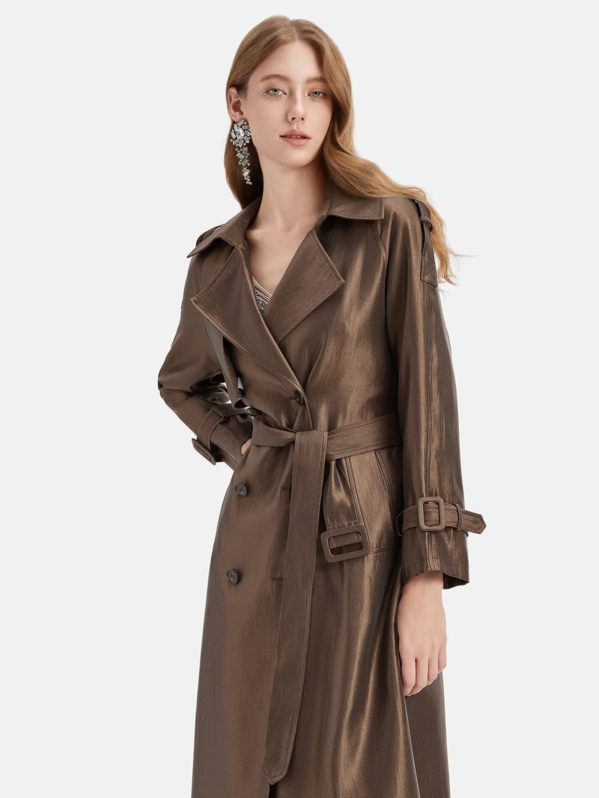 Gold Shimmer Trench Coat