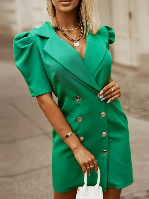 Green Double Breasted Blazer Dress - Fern and Oak