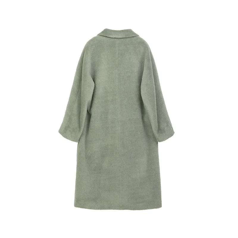 Grey Green Long Wool Coats