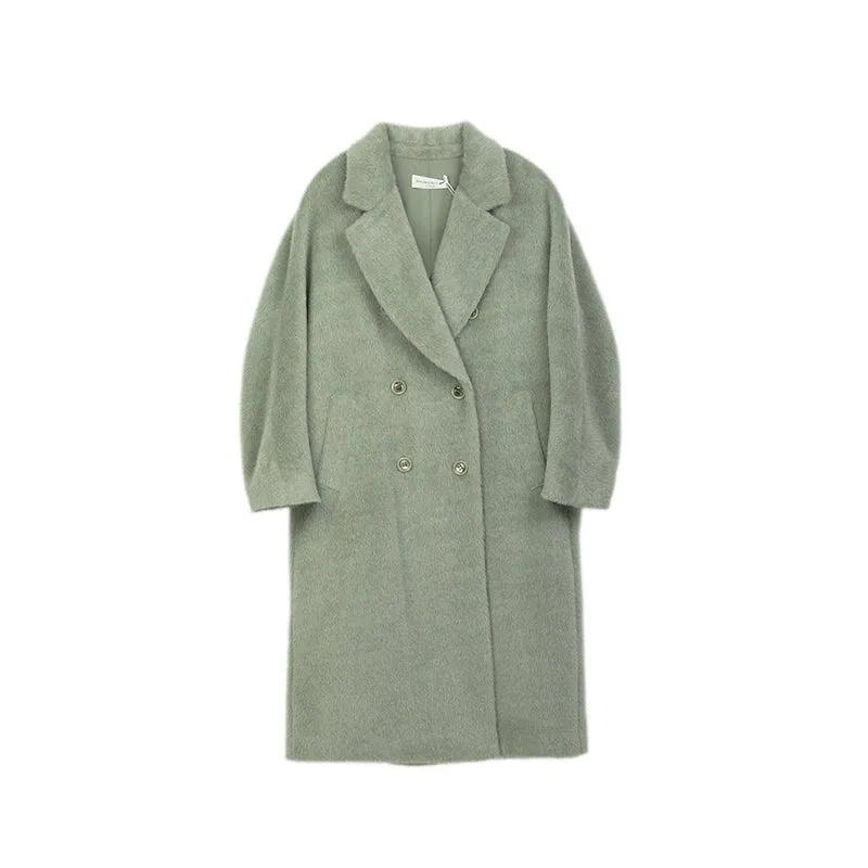 Grey Green Long Wool Coats