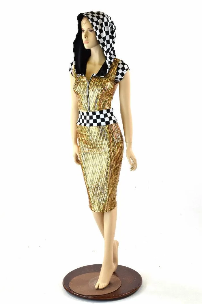 Grid Girl Pencil Skirt Set