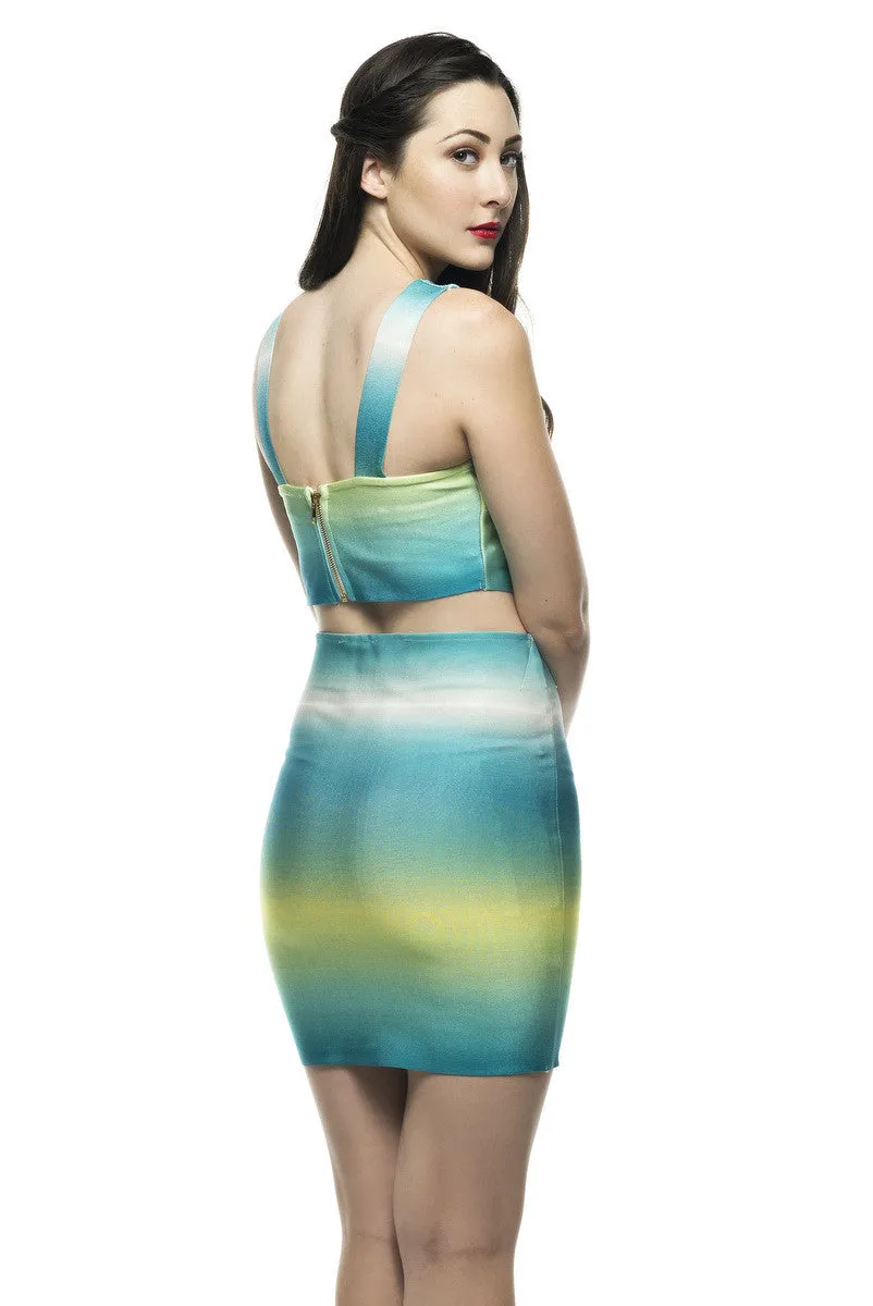 Hats Off Ombre Print Bandage 2 Piece Set