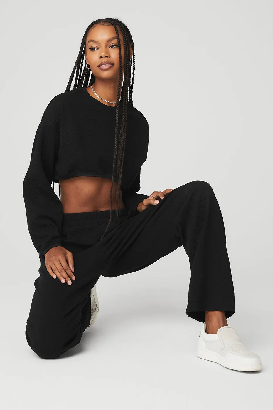 High-Waist Tailored Sweatpant - Black