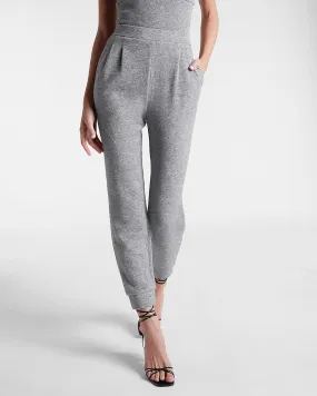 High Waisted Luxe Texture Pleated Jogger Pant in Heather Gray