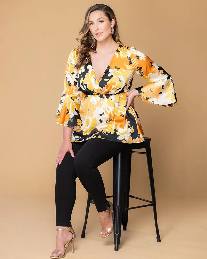 Honey Satin Bell Sleeve Top - Sale!