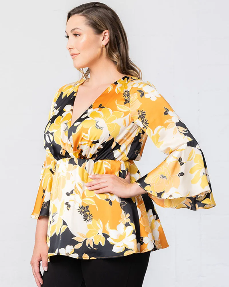 Honey Satin Bell Sleeve Top - Sale!