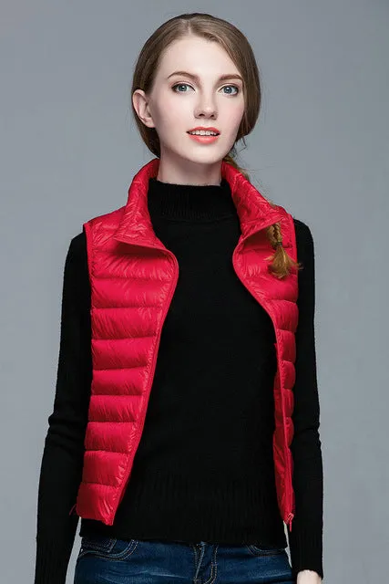 HOT!Winter Women 90% White Duck Down Vest Women's Ultra Light Duck Down Vest Jacket Autumn Winter Sleeveless Coat