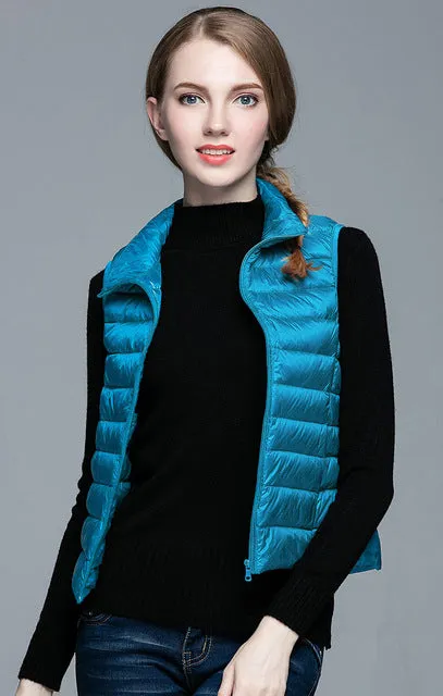 HOT!Winter Women 90% White Duck Down Vest Women's Ultra Light Duck Down Vest Jacket Autumn Winter Sleeveless Coat