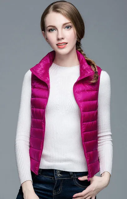 HOT!Winter Women 90% White Duck Down Vest Women's Ultra Light Duck Down Vest Jacket Autumn Winter Sleeveless Coat