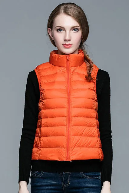 HOT!Winter Women 90% White Duck Down Vest Women's Ultra Light Duck Down Vest Jacket Autumn Winter Sleeveless Coat