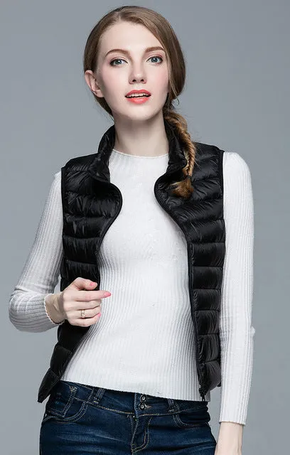 HOT!Winter Women 90% White Duck Down Vest Women's Ultra Light Duck Down Vest Jacket Autumn Winter Sleeveless Coat