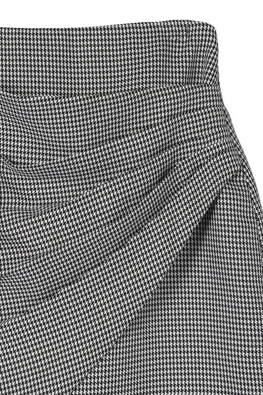 Hound tooth shirred wrap skirt