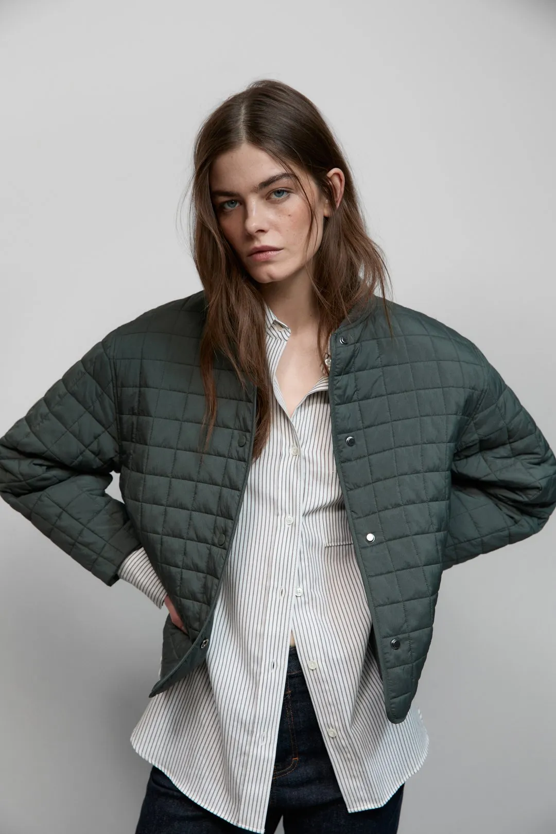 Jacket reversible quilted green