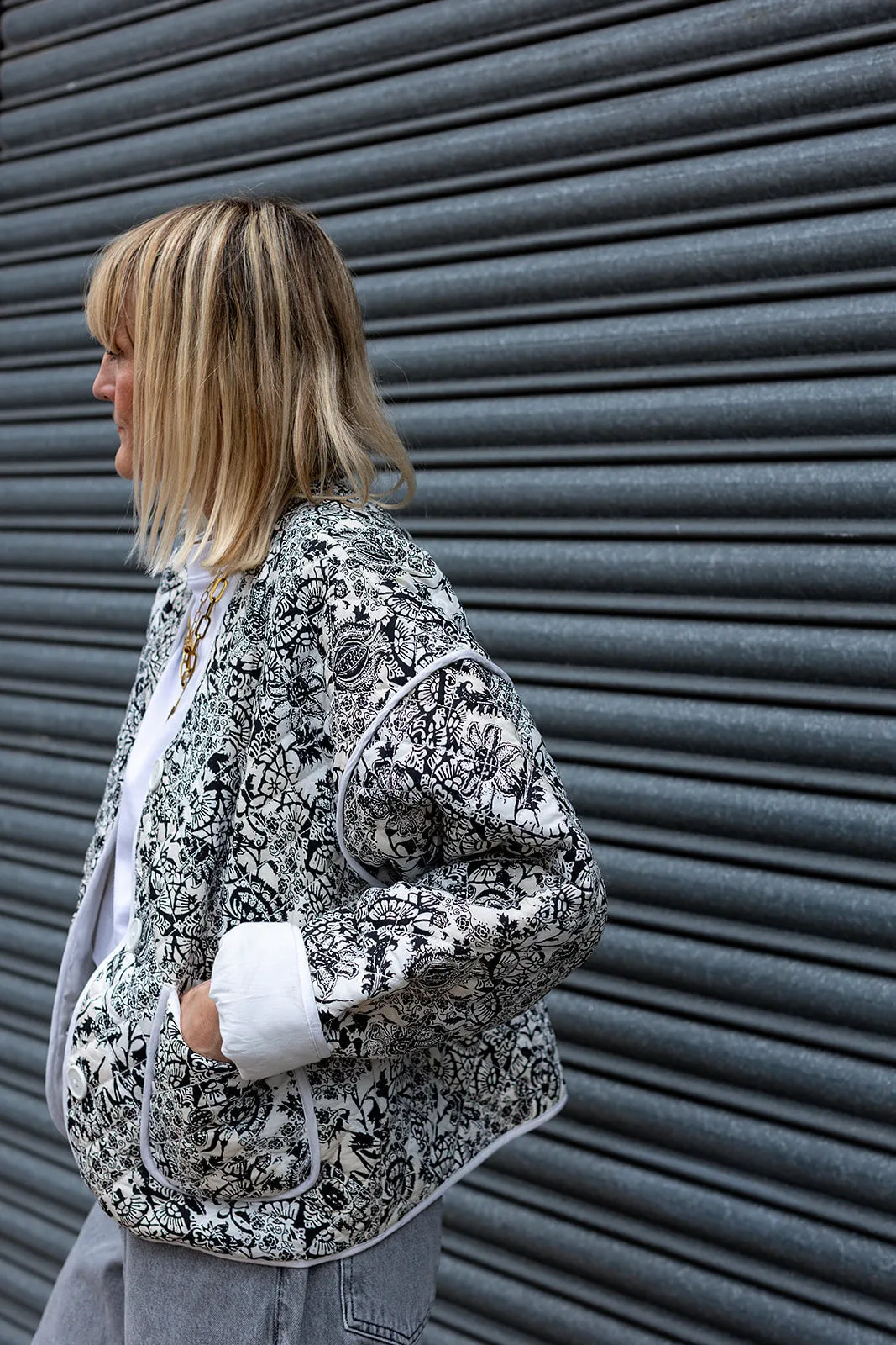 Jasmine Floral Print Cotton Quilted Jacket by Raf and Grace