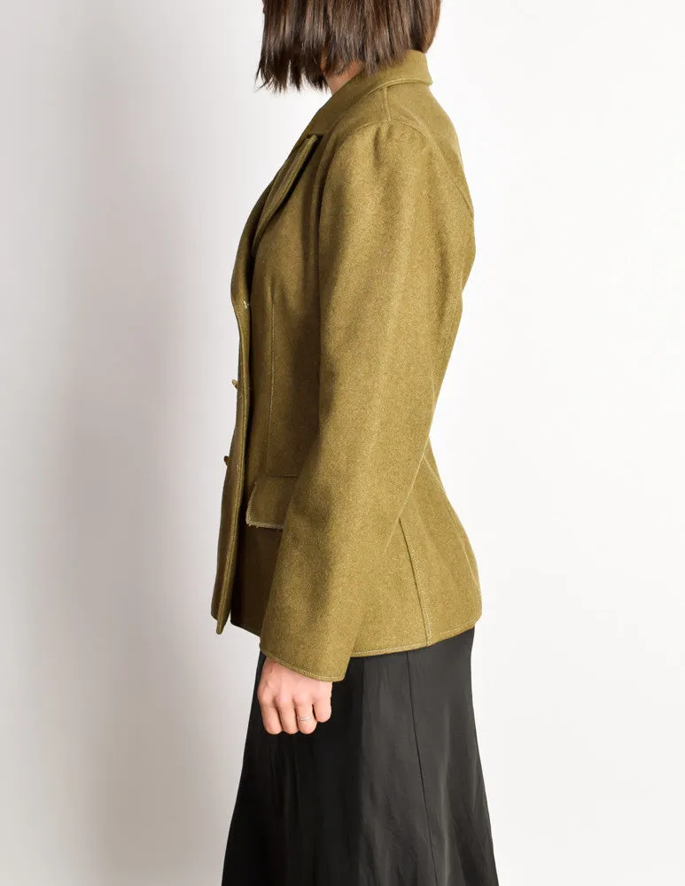 Jean Paul Gaultier Vintage Green Wool Military Blazer Jacket