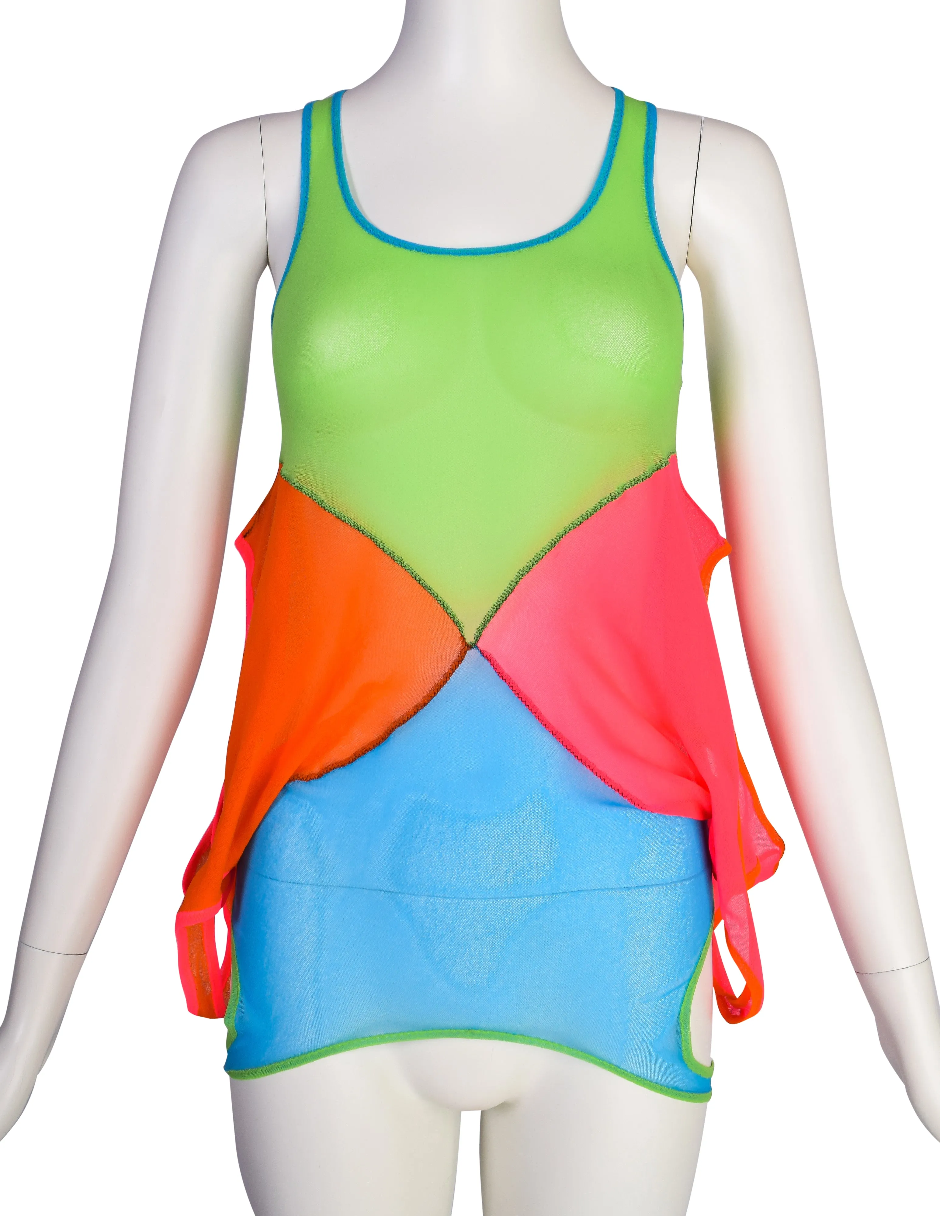 Jean Paul Gaultier Vintage Neon Four-Way Mesh Tank Top