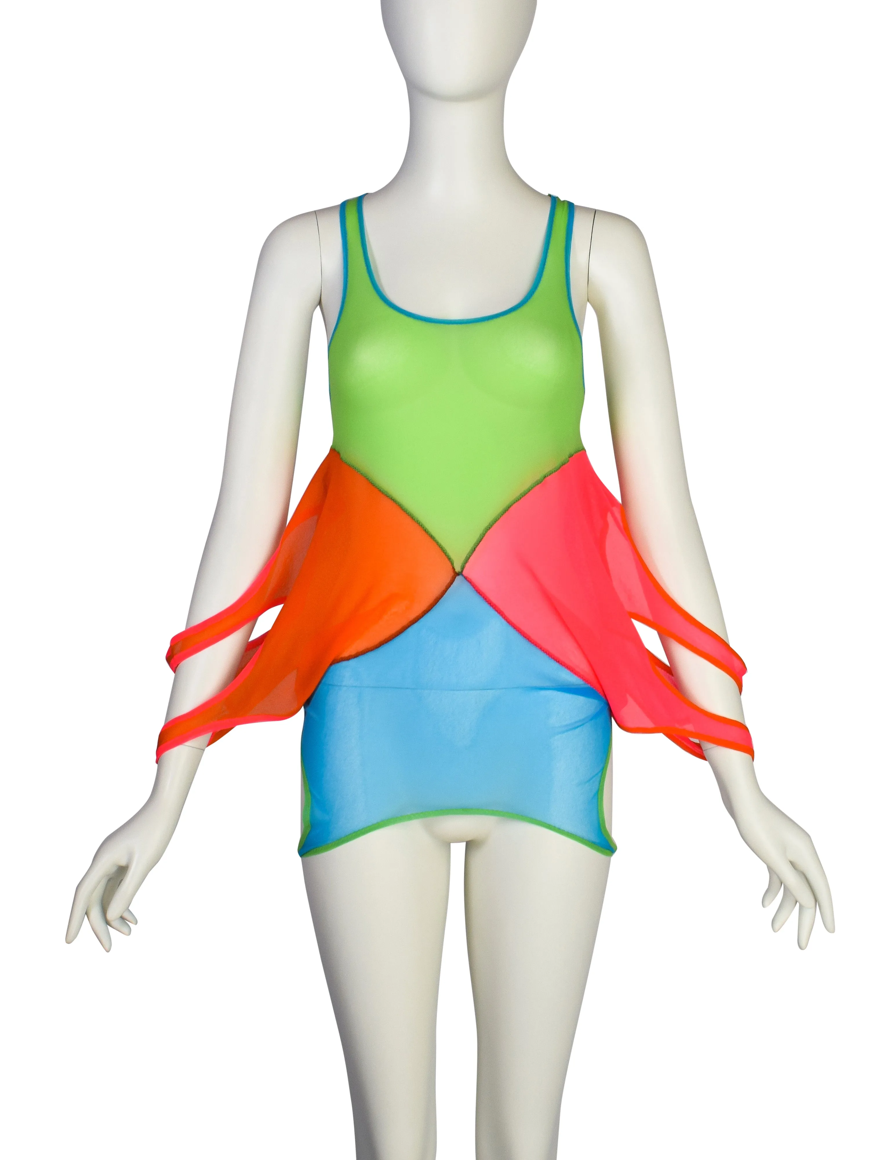 Jean Paul Gaultier Vintage Neon Four-Way Mesh Tank Top