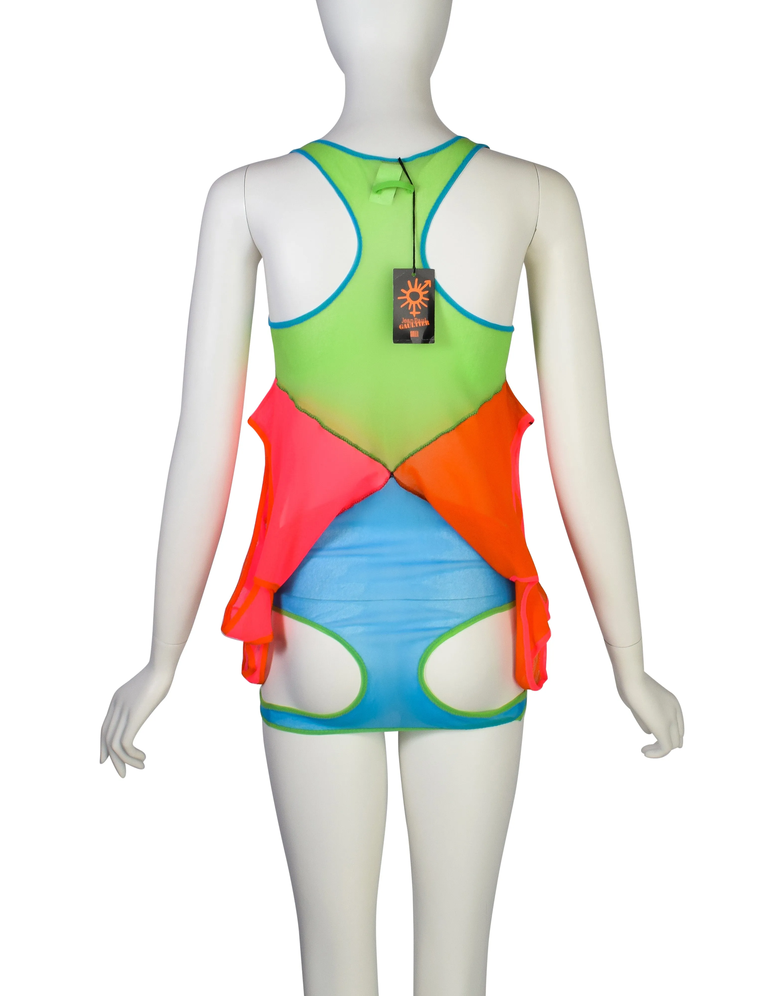 Jean Paul Gaultier Vintage Neon Four-Way Mesh Tank Top