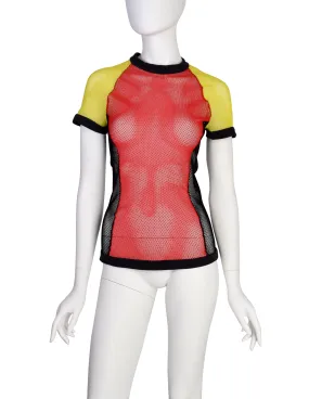 Jean Paul Gaultier Vintage SS 1992 Red Yellow Black Fishnet Top