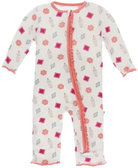 KicKee Pants Natural Gems Muffin Ruffle Coverall with Zipper