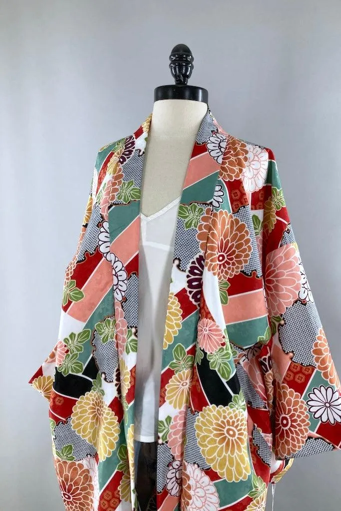 Kimono Red Floral Cardigan