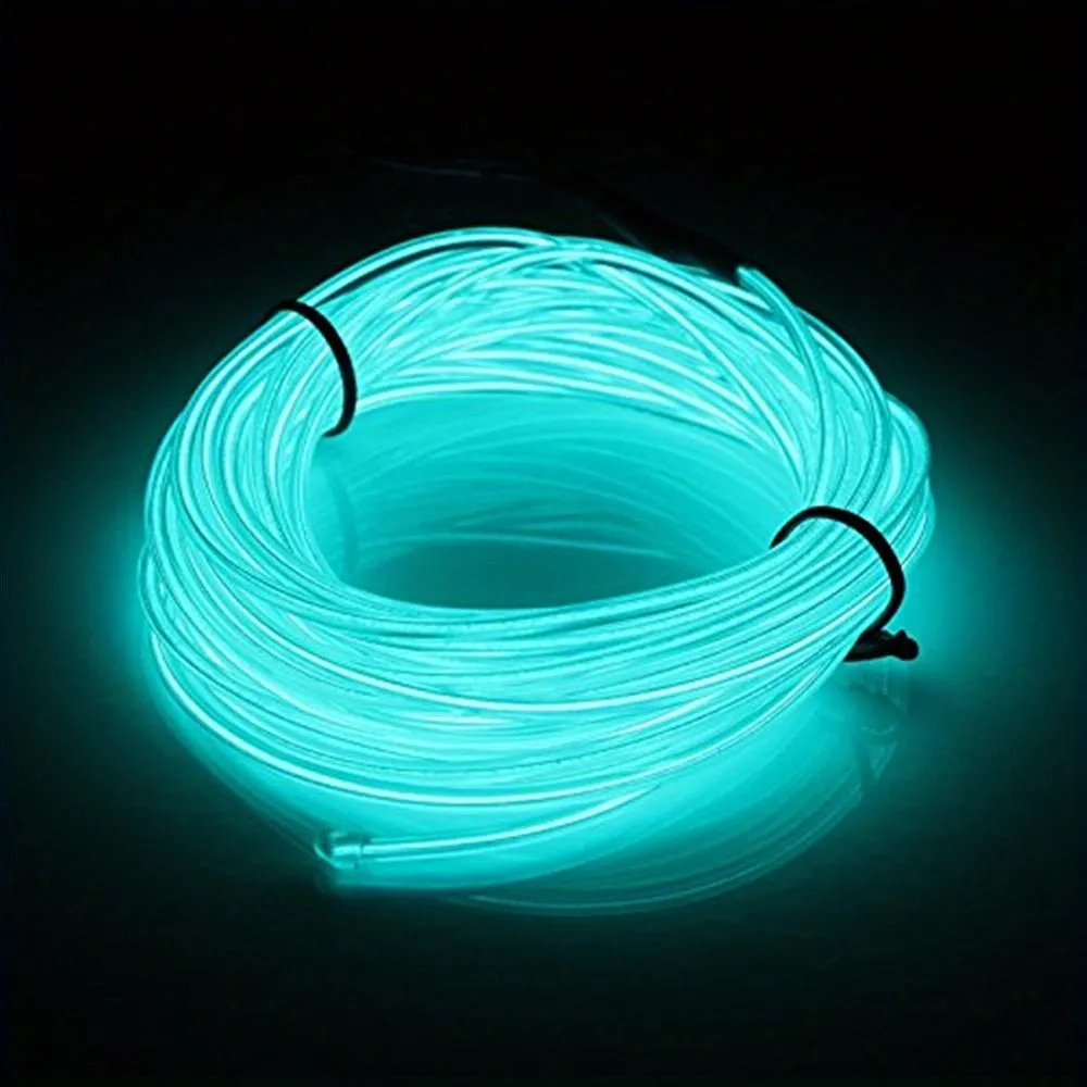 kkboxly 1set 196.85inch/16.4ft Bright Neon Light Strip, EL Wire Battery Pack, 360° Illumination Neon Tube Rope Lights, For DIY, Festival, Halloween, Chrismas, Party Decoration