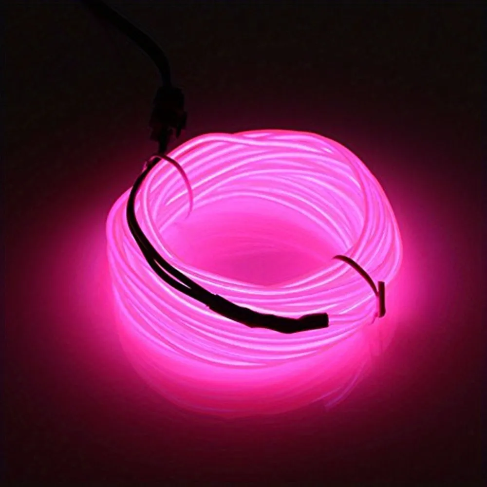 kkboxly 1set 196.85inch/16.4ft Bright Neon Light Strip, EL Wire Battery Pack, 360° Illumination Neon Tube Rope Lights, For DIY, Festival, Halloween, Chrismas, Party Decoration