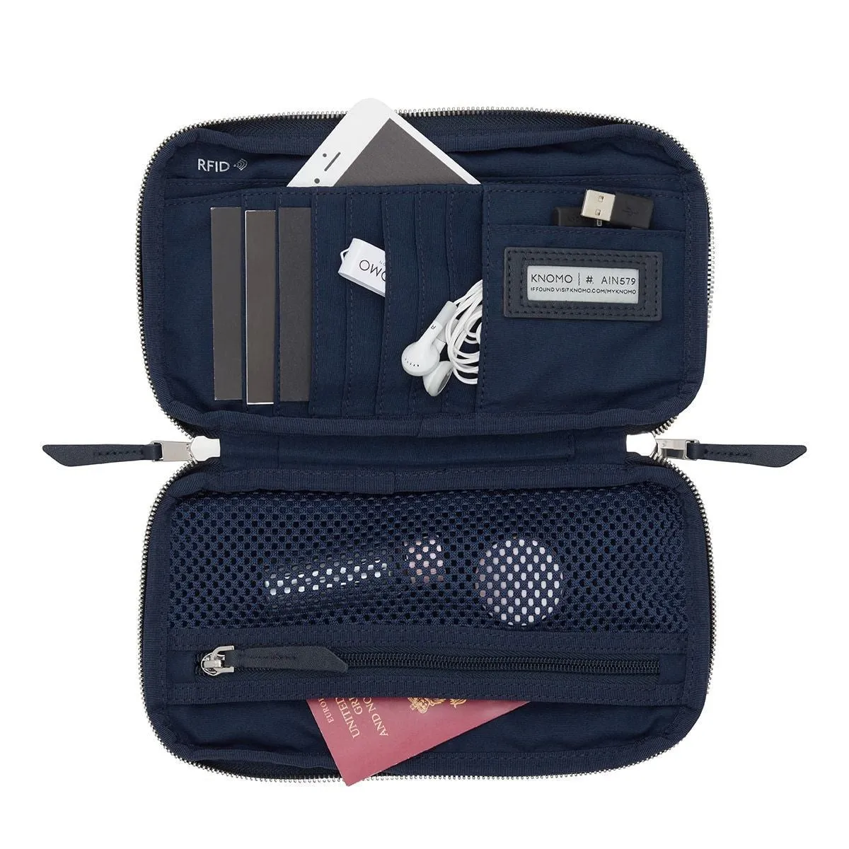 Knomo Knomad Travel Wallet Organiser - Dark Navy Blazer - Blå