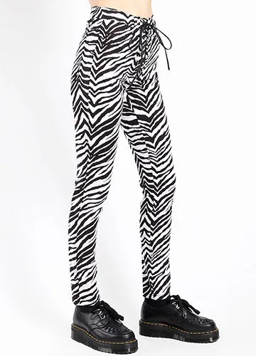 Lace-Up Skinny Zebra Pants by Tripp NYC