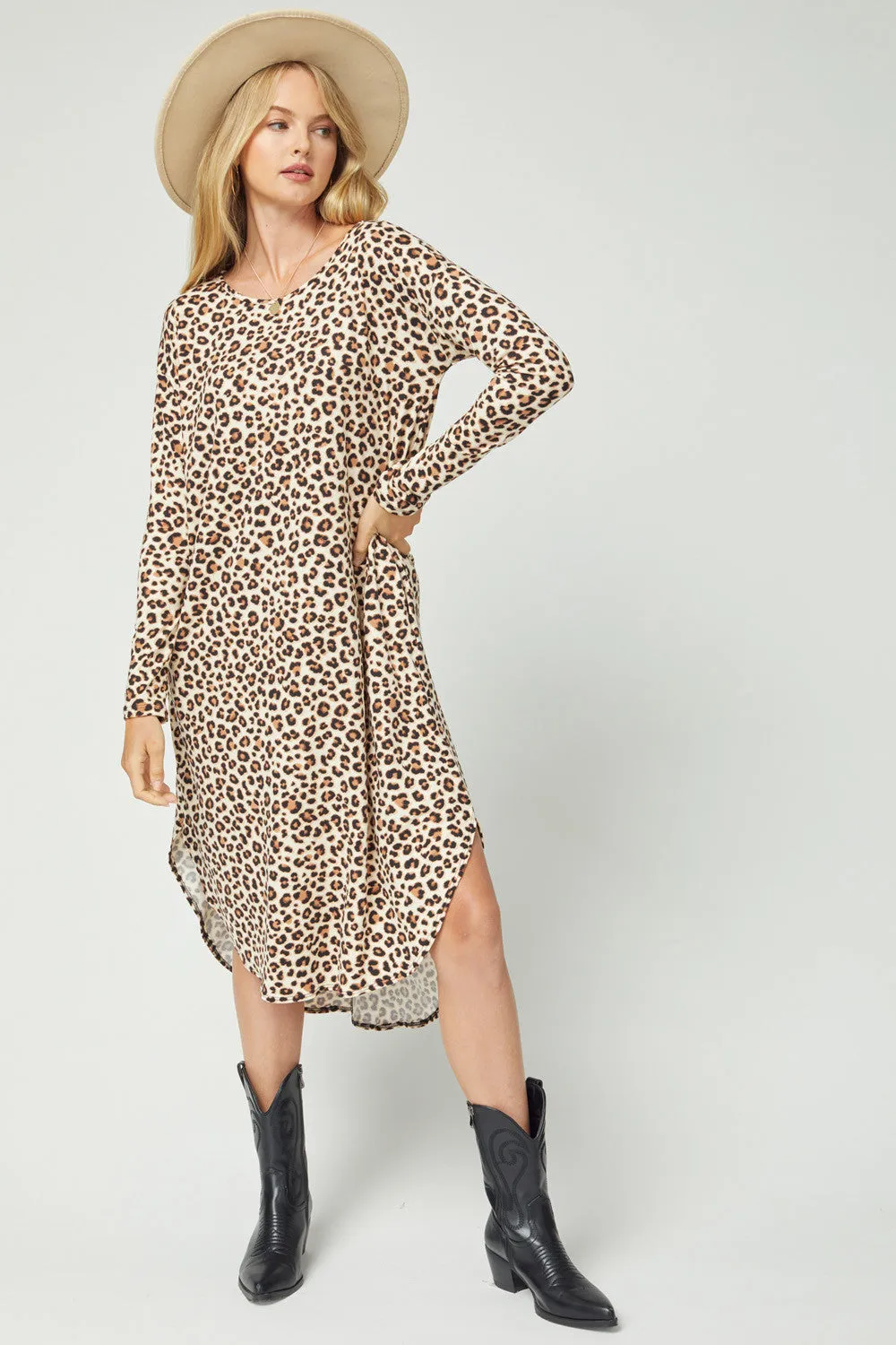 Leopard Pocket Midi Dress