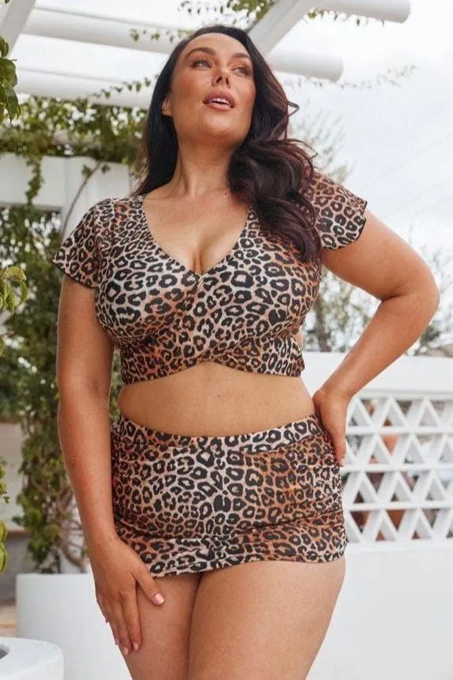 Leopard Sustainable Retro Skirted Bikini Bottoms