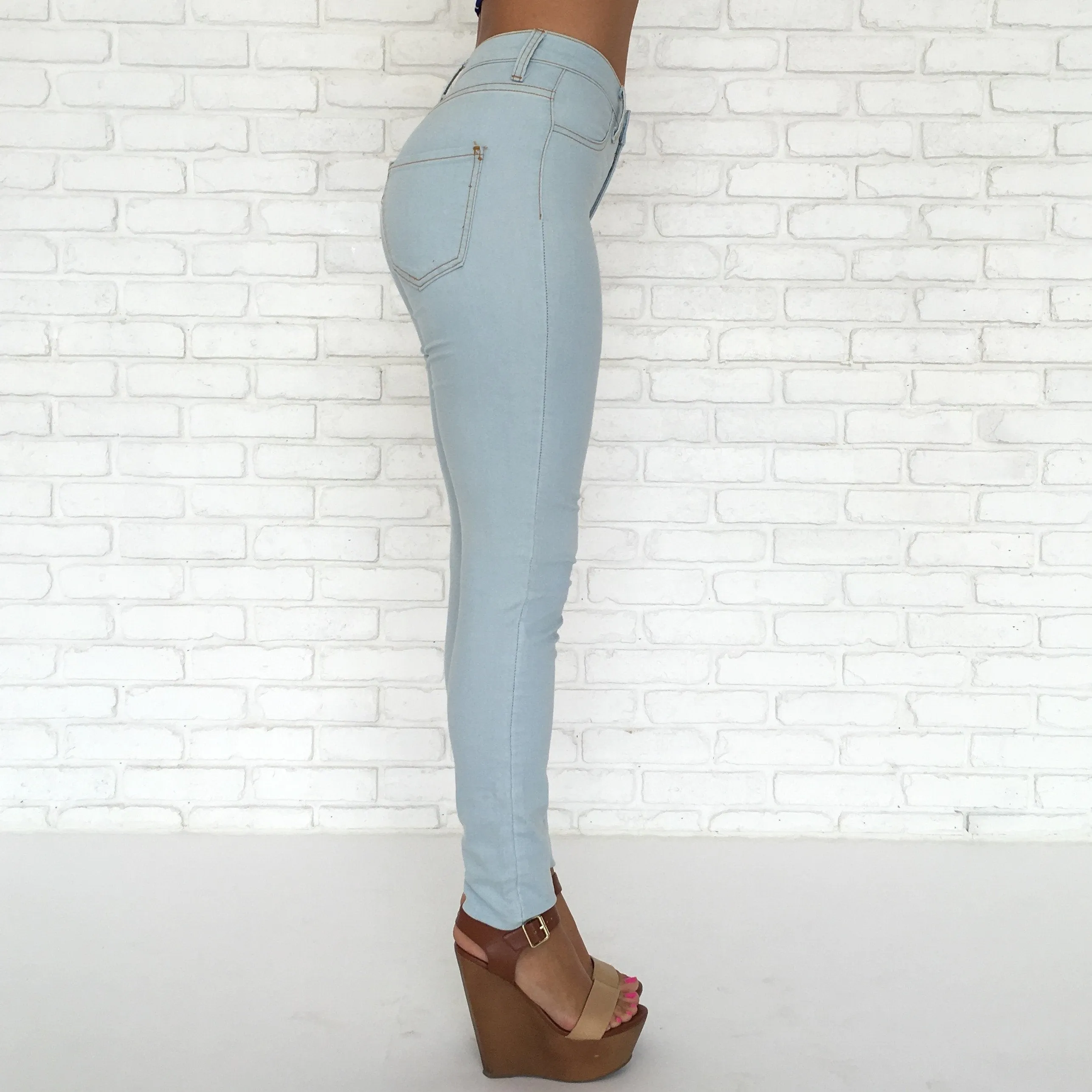 Light Blue Denim High Waist Skinny Pants