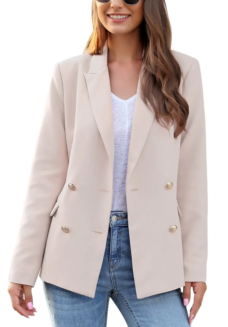 Light Mauve Notch Lapel Double-Breasted Blazer