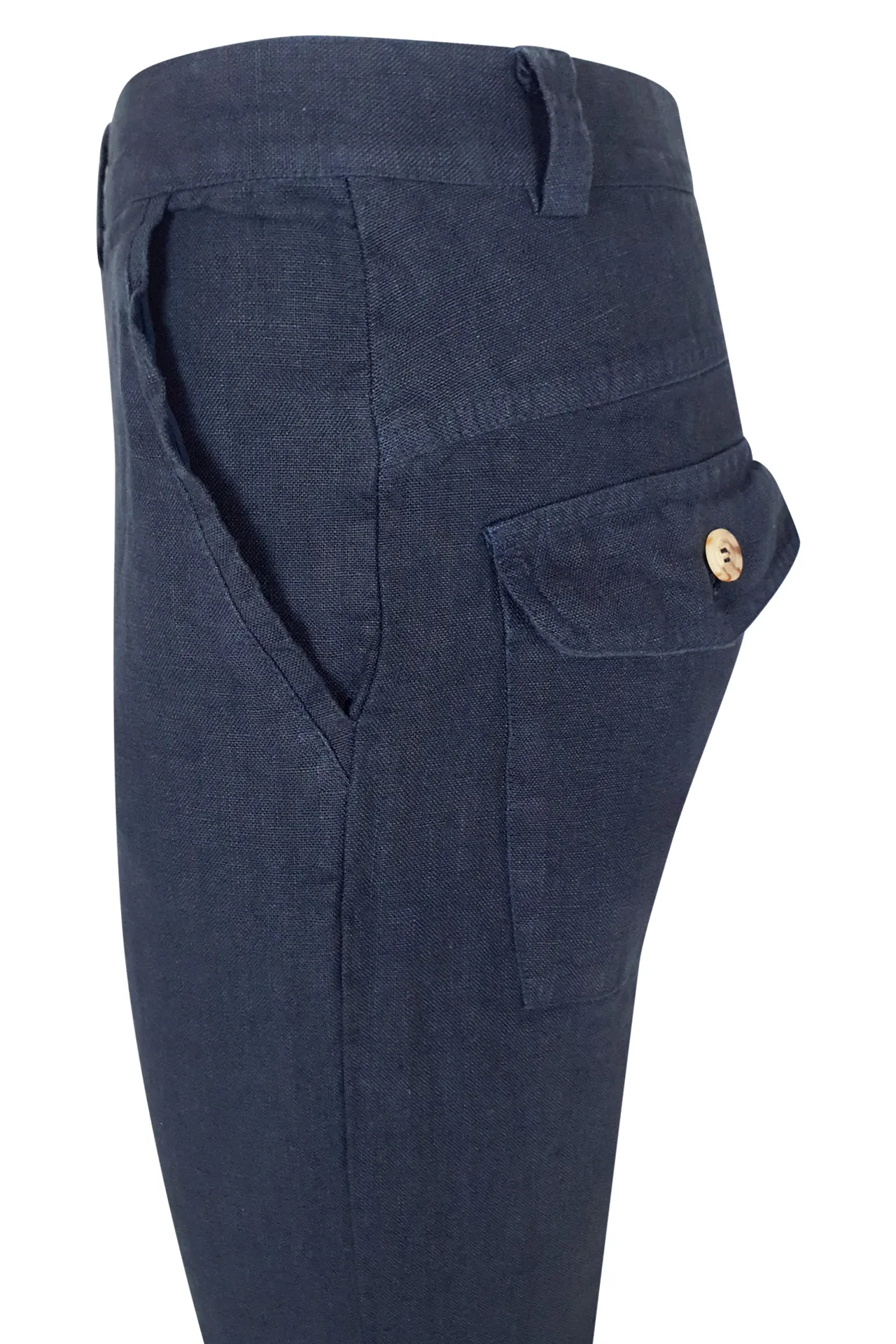 Linen Pants With Back Cargo Pockets