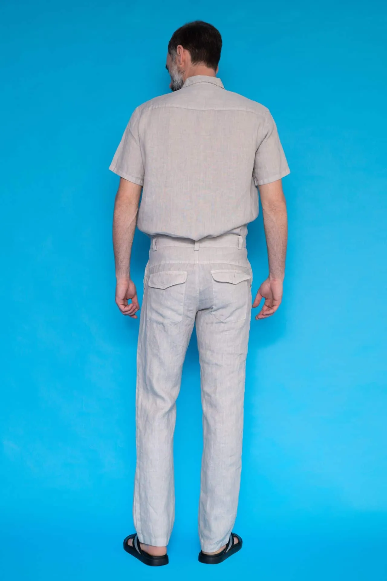 Linen Pants With Back Cargo Pockets