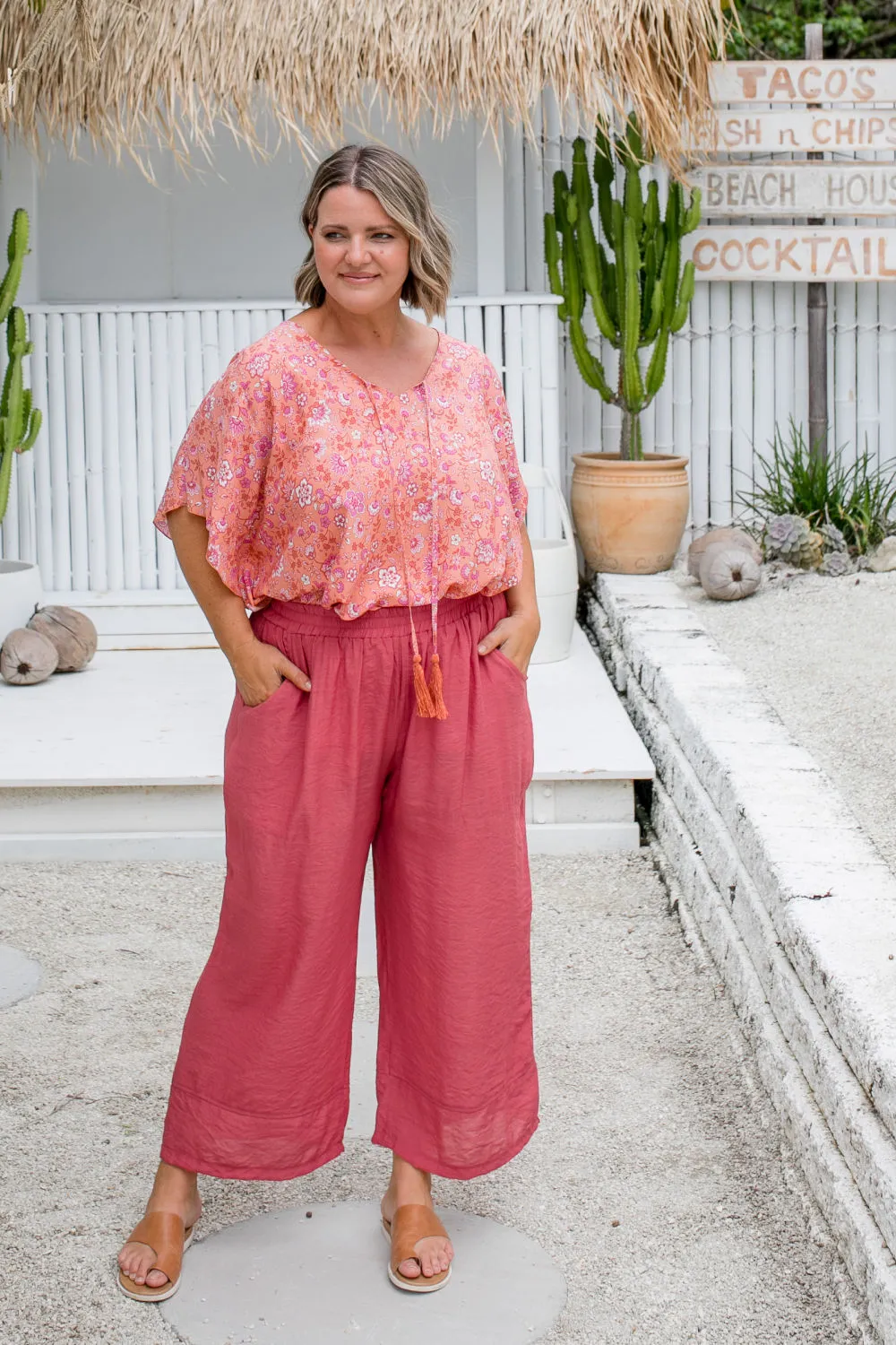 Long Relaxed Fit Pants - Terracotta